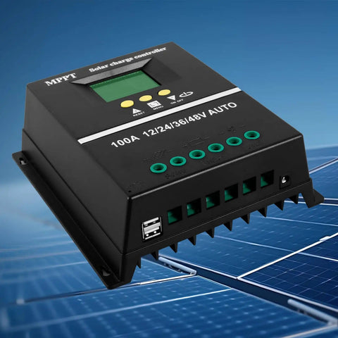 100A MPPT Solar Charge Controller With LCD Display, Auto Detects 12V/24V/36V/48V, 7 Modes, Dual USB Ports, Lead-Acid And Lithium Compatible