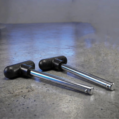 Beefy Heavy Duty Weight Stack Replacement Pins For Gym Equipment Three Eighths Inch Diameter And Four Inch Locking Length