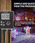 Heavy Duty Outdoor Pool Timer with Rotating Dial and 6 Easy Programs Waterproof Design showing display screen and program dial