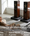 Three Layer Studio Monitor Isolation Pads With Foam Riser For 5 To 8 Inch Speakers And Subwoofers Vibration Dampening Platform in living room