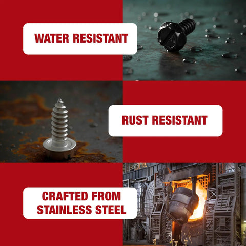 Heavy Duty License Plate Screws With Rustproof Finish Black Stainless Steel Bolt Kit showcasing rust and water resistant features.
