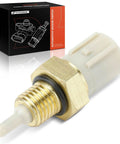 A-Premium 2-pin engine coolant temperature sensor with brass threaded body and white plastic tip (angled front view).