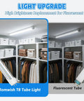 Lit 3Ft LED Tube Light 14W 30W Equivalent Daylight 5000K 1600LM T8 T10 T12 Replacement on closet shelves