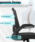 All Day Comfort Ergonomic Office Chair With Breathable Mesh, Adjustable High Back, Lumbar Support, Flip Up Armrests