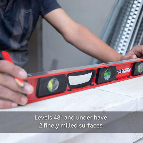 Heavy Duty I Beam Level Featuring Dual View Plumb Site Magnified Cylindrical Vials And Sturdy Aluminum Body Perfect For Snappy Framing And Rock Solid Layout Work At 48 Inches