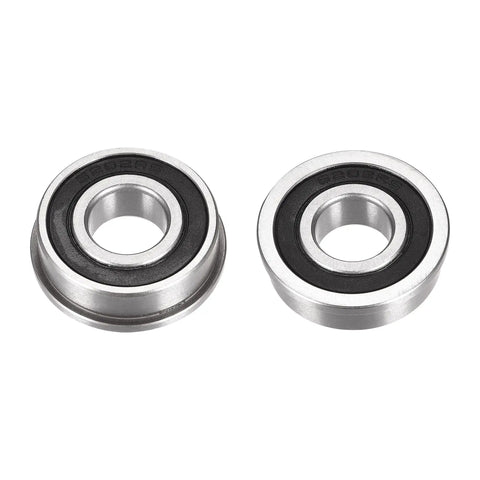 F6202-2RS Flanged Ball Bearing 15x35x11mm Double Sealed Chrome Steel ABEC1 Set Of 4 High Load Low Noise Bearings For Machinery RC Cars DIY Projects And Equipment Maintenance, two bearings