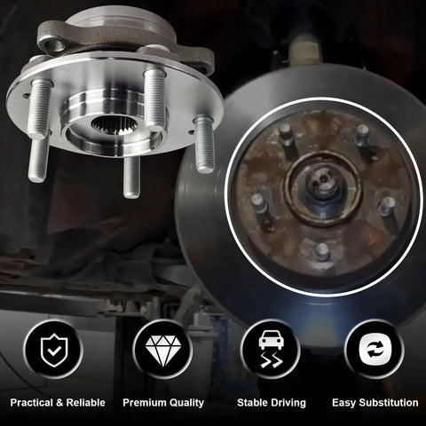 Front And Rear Wheel Bearing Hubs With ABS 5 Lug Replacement Kit For 2017 To 2023 Elantra Elantra GT Ioniq Kona Veloster Veloster N Niro Seltos Durable Bearings