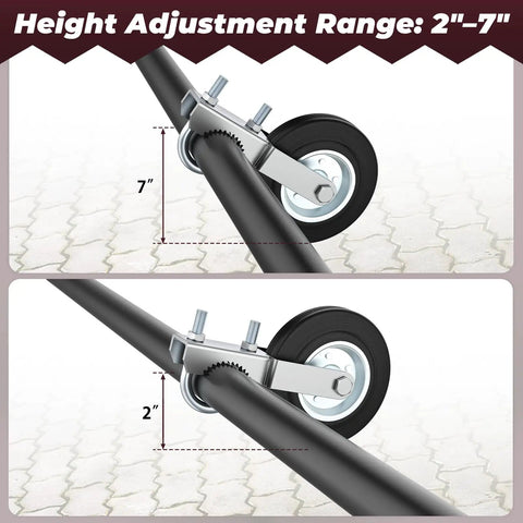 Heavy Duty Gate Wheels For Metal Swing And Sliding Fences Built To Crush A Massive Five Hundred Pound Weight Limit height adjustment 2-7 inches.