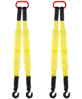 Two Pack Lifting Slings With Hooks Web Slings Polyester Bridle Slings Heavy Duty Two Leg Lifting Straps For Engines Cranes Hoists Trucks 3.3ft Yellow Bundle