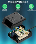 Exploded view of Alarm Clock Charging Station With USB Ports And 2 Outlets 6 Foot Power Cord USB C Port Bedside Nightstand Dock