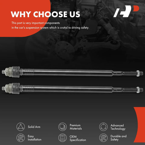 Front Inner Tie Rod End Replacement For Acura RSX 2002 To 2006 2.0L L4 Front Left And Right Sides Driver And Passenger Side Easy Install Plug And Play To Fix Uneven Tire Wear And Improve Steering, two black metal tie rods