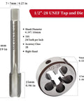 One Half Inch Twenty Eight UNEF Tap And Die Set HSS Right Hand For Precision Machining Includes Round Die And Tapping Tool Pro Grade