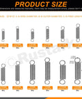 Diagram of 60 Piece Stainless Steel Extension Spring Set In 12 Sizes With Hook End, Tension and Compression Springs for DIY Projects