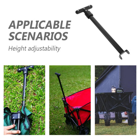 Beefy Adjustable Heavy Duty Wagon Cart Pull Handle From 18 To 27.6 Inches Telescoping Replacement Handle For Folding Carts Easy Install For Outdoor Camping Trolleys And Wagons. black telescoping wagon handle with T-grip