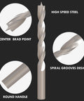 Brad Point Wood Drill Bit Set 29 Pieces With Double Flute HSS Bits for Carpenters; close-up showing design features.