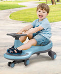 Trendy Swing Ride On Wiggle Car With Glowing Wheels And Easy Twist Steering Designed For Toddlers Age 3 Plus Zero Batteries Needed Tough Blue Frame with boy.