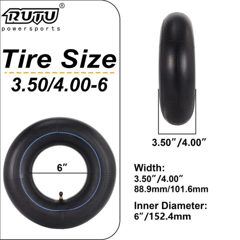 Heavy Duty Inner Tube 4.10/3.50-6 With TR-87 Angled Valve Stem for mowers and more, diagram showing dimensions and valve stem