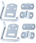 Pro Grade Truck Stake Bed Latches Bracket Set With Tough As Nails Corner Connectors And No Sweat Straight Side Gate Hardware. Set of 4 metal latch components.
