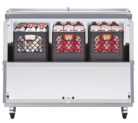 Built Tough Stainless Steel Milk Crate Cooler Box With Heavy Duty Urethane Walls Clear Digital Led Temperature Readout storing milk crates.
