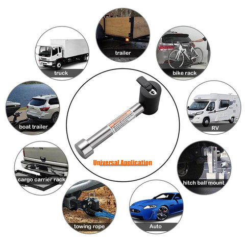 Stainless 5/8 Inch Hitch Receiver Lock Pin for Class III and IV 2-1/2 Inch Hitches Universal Trailer Lock for Tow Ropes