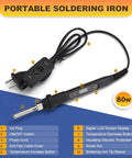 80W Heat Set Insert Tool Kit With Rapid-Heat Soldering Iron, LED Display, Anti-Scald Grip shown with attached power cord