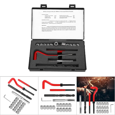 Pro Grade Thread Insert Repair Kit For Automotive Parts With High Precision Thread Sleeve And Durable Wear Resistant Aluminum Thread Repair For Damaged Threads In Motors Engines And Switchgear case with tools and inserts