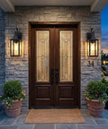 Large Outdoor Wall Lights Two Pack Matte Black With Clear Glass Modern Exterior Fixtures For Front Porch by stylish entryway.