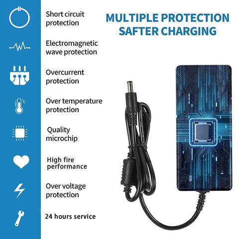 24V DC Power Supply 6A Beefy Adapter For LED Strips And Printers, 100-240V AC To 24V DC Converter, 144W, featured with safety icons