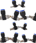Super Easy 12 Piece Air Hose Adapter Fitting Kit With Abs And Copper Push To Connect Pneumatic Joints For Any Air Compressor Time Saving Install And Quick Release Couplers That Replace Old Broken Fittings Fast And Reliable. 12-piece ABS and copper air hose adapters