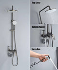 UBNMIUBV Shower System, 4 Functions Classic Shower Mixer Set with 9In Round Shower Head and Bathtub Faucet in Gun Gray.