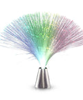 Lit Fiber Optic Party Centerpieces With Color Changing LED Lights Set Of 12 Sleek Silver Bases Easy Button Control displayed