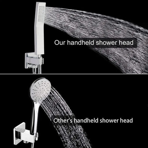 Ultimate Rain Shower System With Dual Heads, Ceiling Mounted High Pressure Flow, Chrome 12 Inch Showerhead And Handheld Comparison