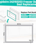 Premium Top Freezer Door Gasket Seal 17.91 X 28.74 Inches For Refrigerator Replacement, shown with dimensions and part numbers.