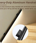 Ultra Smooth Body Sensing Lighted Stair Handrail For Indoor Steps Wall Mounted Safety Rail With Sleek Black Powder Coat and Auto Wake