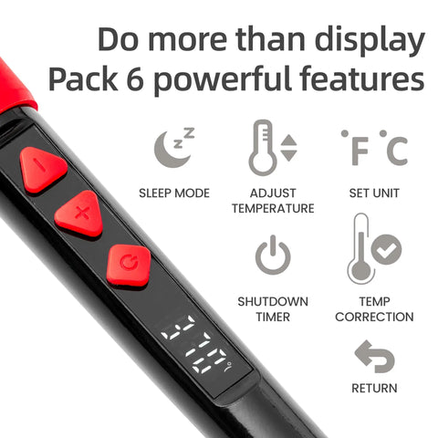 Close-up of 60W Digital Soldering Iron Kit With LED Display showing control buttons and features for electronics repair and hobby projects.