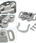 Close-up of Heavy Duty Cabinet Catch Latch Set Iron Steel Double Post Hardware With Silver Finish for Cabinets RVs and Mobile Homes