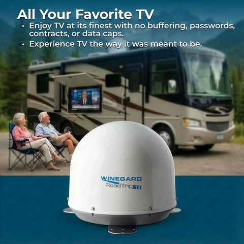In Motion RV Satellite Antenna With Auto Multi Satellite Tracking For Road Trips Roof Mount Dome High Performance Mobile TV Antenna White