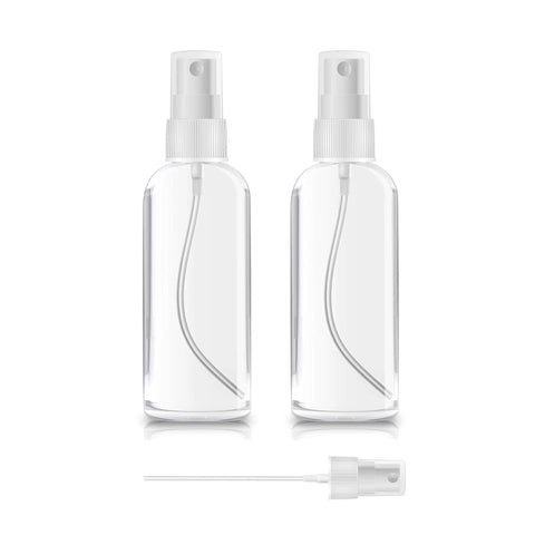 2 Pack 1Oz Clear Plastic Travel Spray Bottles Refillable Mini Spritzers For Travel Cleaning Gardening Skin Care Essential Oils And Perfume With Protective Caps Leak Free On The Go