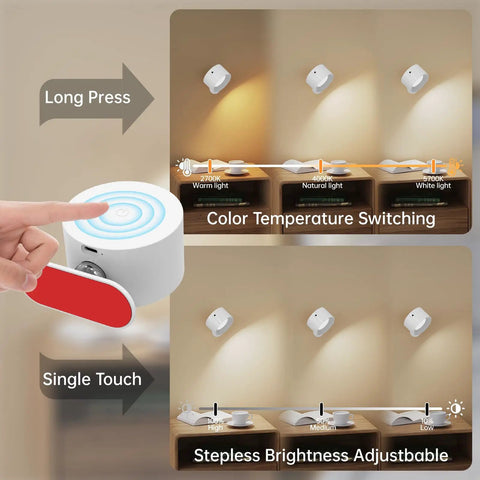 2 Pack Remote Led Wall Sconce Light With Rechargeable Battery No Outlet Needed, 3 Colors And 3 Brightness Levels control diagram