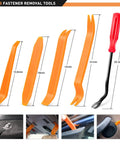 420 Piece One-Stop Fender Molding Clips Kit with sealer showing 5 orange trim removal tools and red handle tool