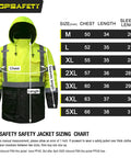 Mens Top Shelf High Visibility Reflective Jacket Waterproof Winter Work Parka Built Like A Tank Ansi Class 3 Safety Coat sizing chart