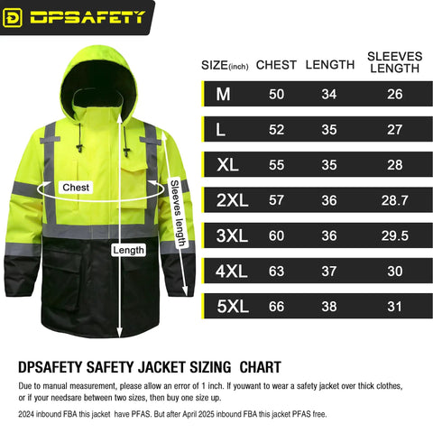 Mens Top Shelf High Visibility Reflective Jacket Waterproof Winter Work Parka Built Like A Tank Ansi Class 3 Safety Coat sizing chart