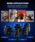 Impact Nut And Bolt Extraction Tool Set For Rusted And Stripped Fasteners, 13 SAE And Metric Sizes, Three Eighths Inch Drive