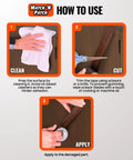 Step-by-step guide: Clean, cut, and apply Wood Grain Repair Tape Dark Walnut 2.25 In X 15 Ft 1 Pack Easy Peel And Apply Durable Wood Grain Duct Tape.
