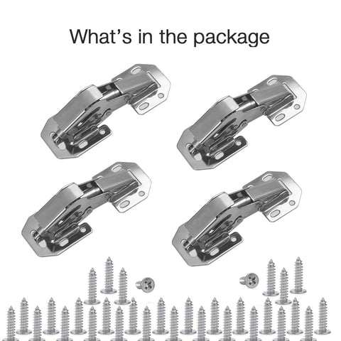 4 Pack Easy Install Cabinet Door Hinges With Soft Close Full Overlay And Insert Hinge For Drawer Window Cupboard No Drills Required with screws
