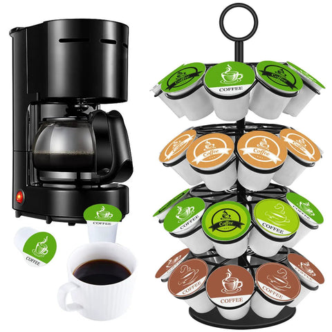 Super Handy 36 Pod K Cup Organizer That Spins 360 Degrees Detachable Coffee Pod Holder next to coffee maker with K-Cups