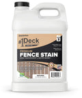Front view of 2.5 gallon container of Deck And Fence Stain Sealer For Wood Semi Transparent Finish with label details visible