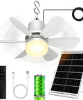 Dope Solar Powered Ceiling Fan With Light And Remote, 18000mAh Battery, 17.5 Inch Portable Outdoor Fan, solar panel, remote view
