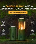 Candle Lantern Value Pack With 3 Candles And Storage Bag Original Size Powder Coated Aluminum Forest Green Collapsible Camp Light