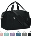 Black Underseat Carry On Bag For Air Travel Fits Spirit Frontier Personal Item 18x14x8 Inches 25L Duffle with multiple colors shown